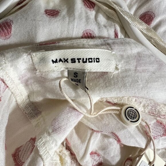 Max Studio Red Polka Dot Mini Tiered Dress Tan Size S - Picture 3 of 8